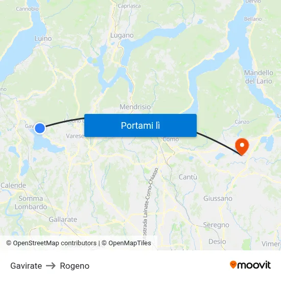 Gavirate to Rogeno map
