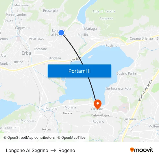 Longone Al Segrino to Rogeno map
