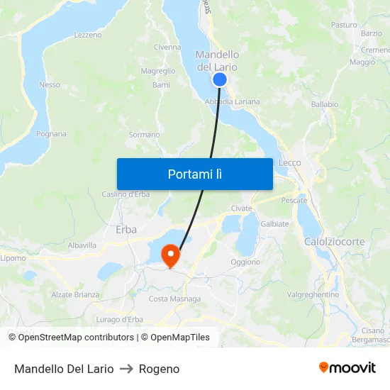Mandello Del Lario to Rogeno map