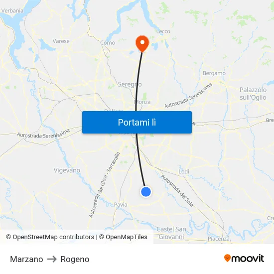 Marzano to Rogeno map