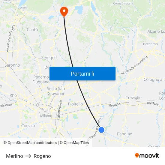 Merlino to Rogeno map