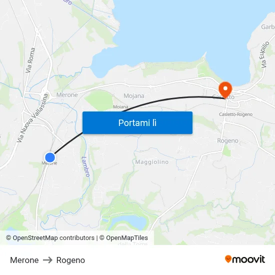 Merone to Rogeno map