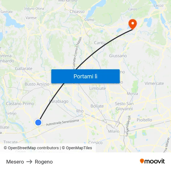 Mesero to Rogeno map