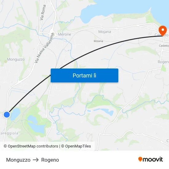 Monguzzo to Rogeno map