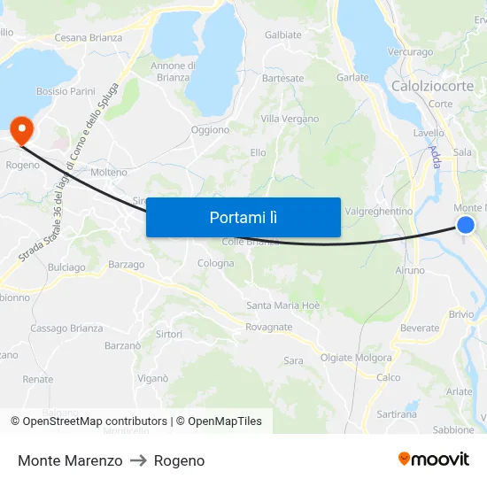 Monte Marenzo to Rogeno map