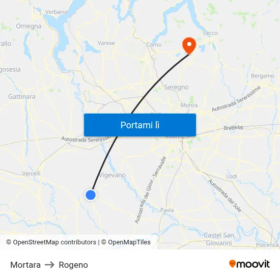 Mortara to Rogeno map