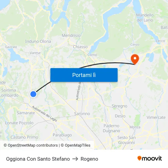 Oggiona Con Santo Stefano to Rogeno map