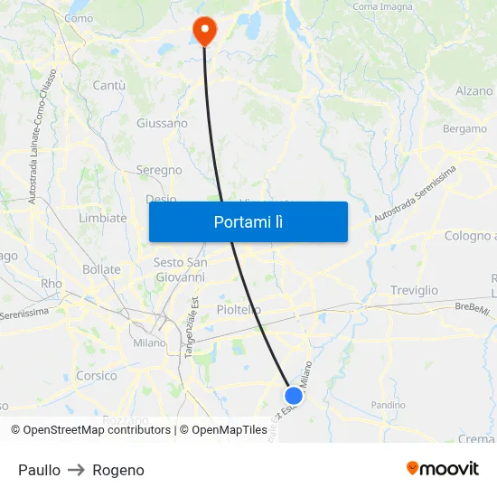 Paullo to Rogeno map
