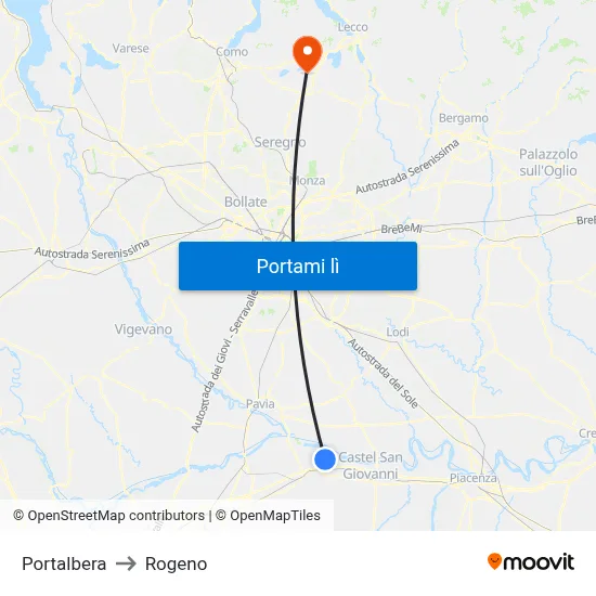 Portalbera to Rogeno map