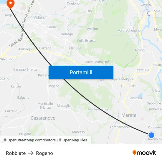 Robbiate to Rogeno map
