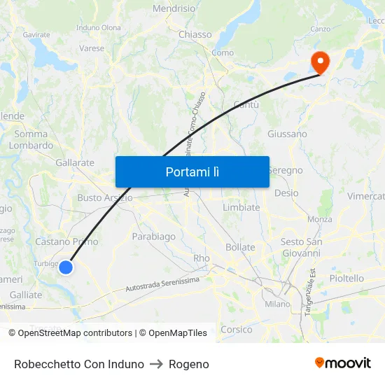 Robecchetto Con Induno to Rogeno map