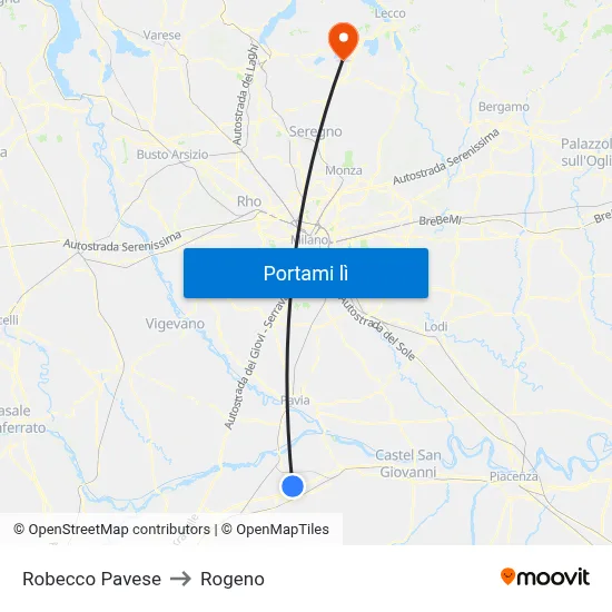Robecco Pavese to Rogeno map