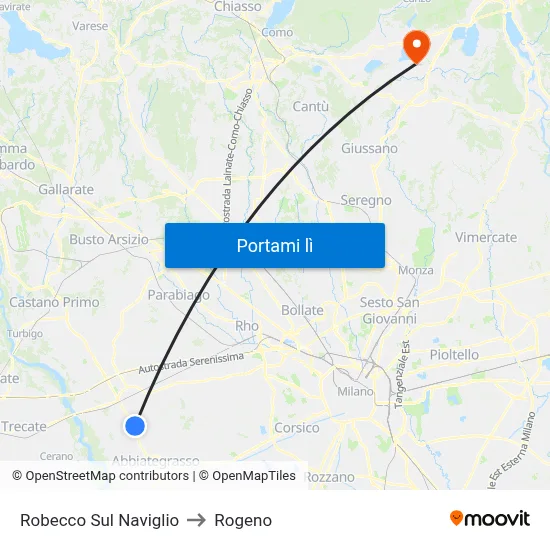 Robecco Sul Naviglio to Rogeno map