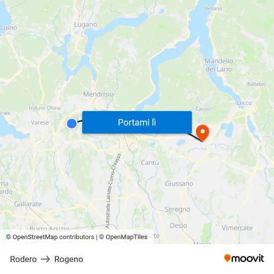 Rodero to Rogeno map