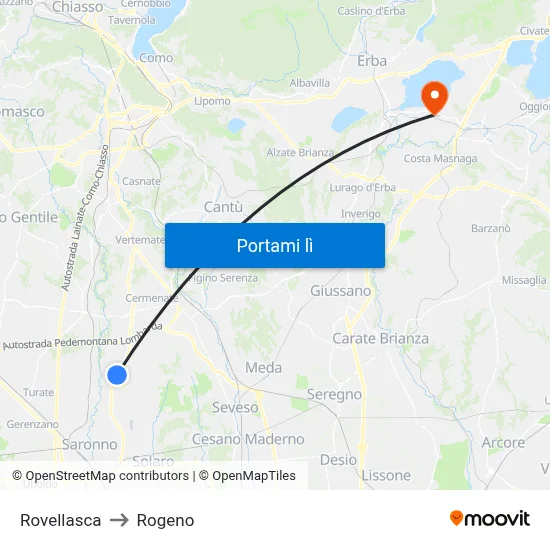 Rovellasca to Rogeno map