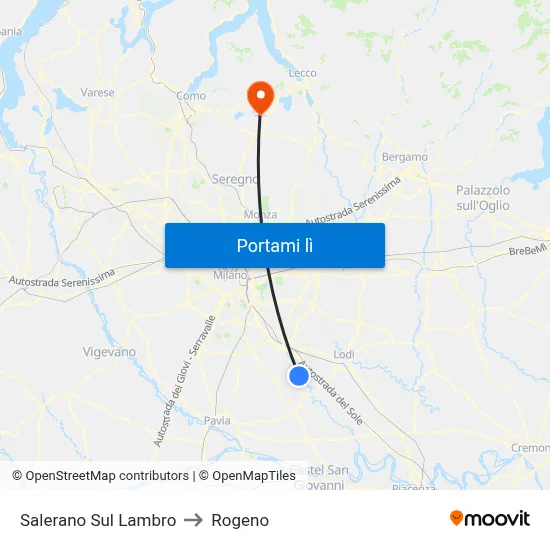 Salerano Sul Lambro to Rogeno map