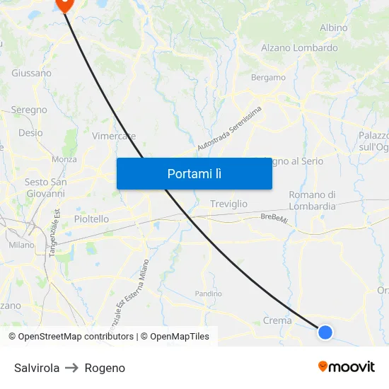 Salvirola to Rogeno map
