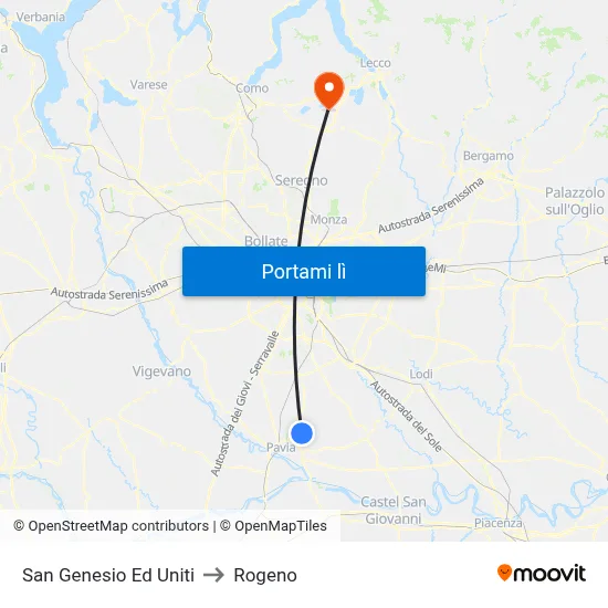 San Genesio Ed Uniti to Rogeno map
