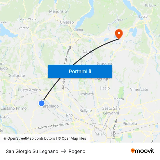 San Giorgio Su Legnano to Rogeno map