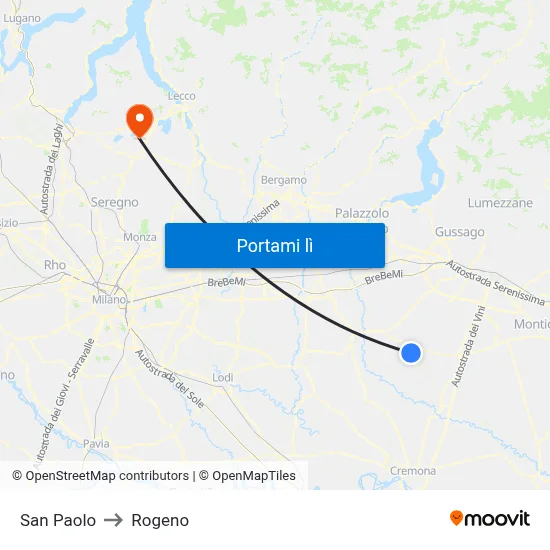 San Paolo to Rogeno map