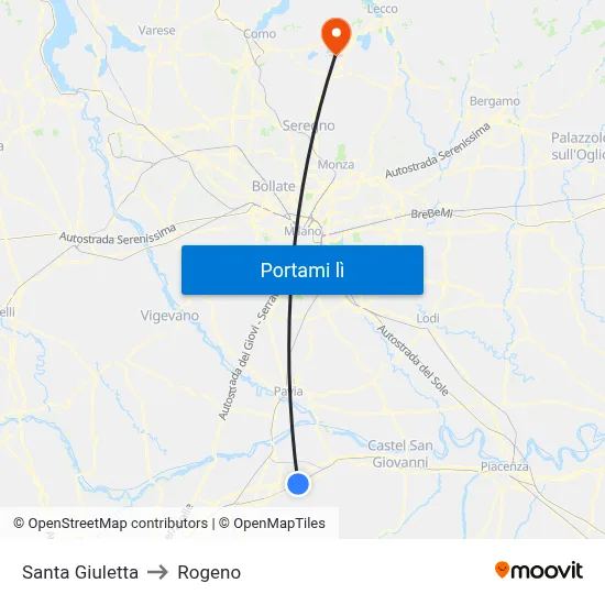 Santa Giuletta to Rogeno map