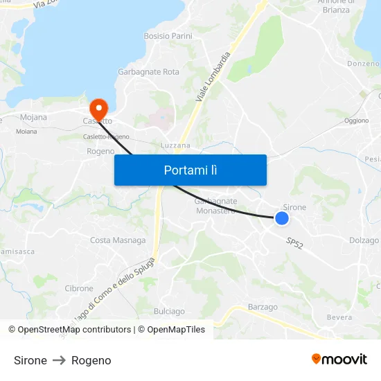 Sirone to Rogeno map