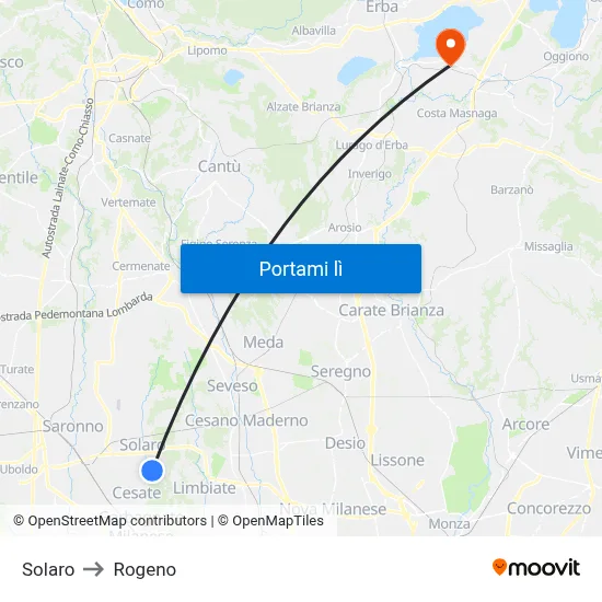 Solaro to Rogeno map