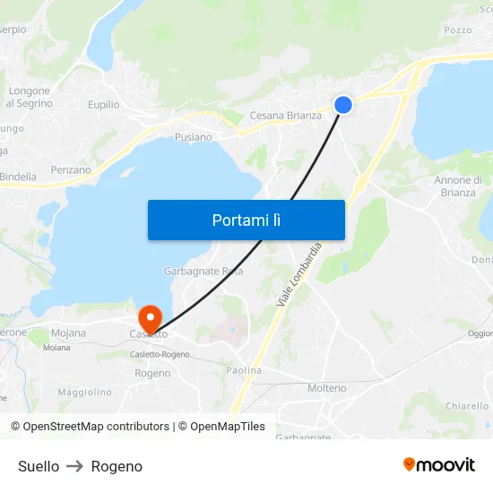 Suello to Rogeno map