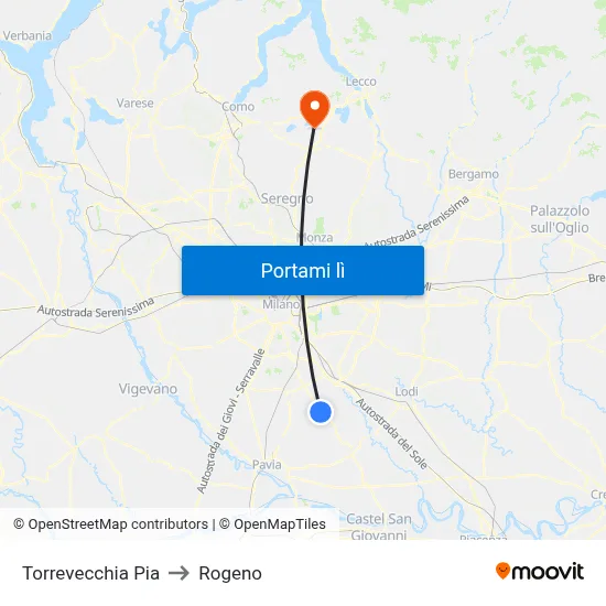 Torrevecchia Pia to Rogeno map