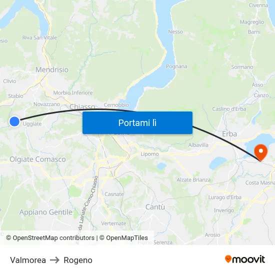 Valmorea to Rogeno map