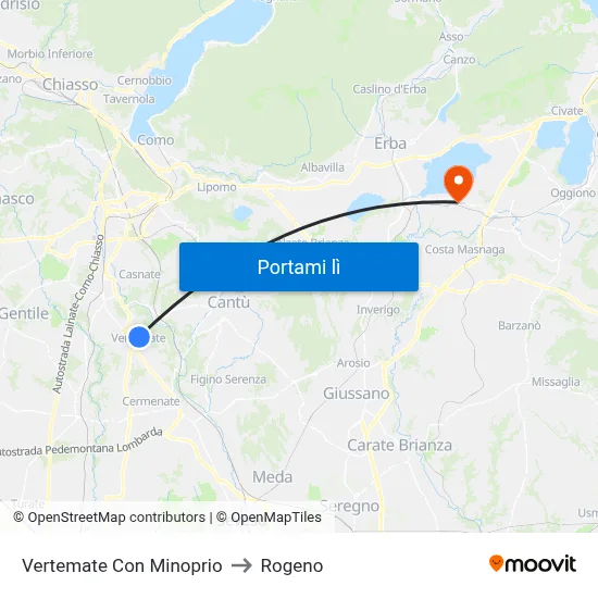 Vertemate Con Minoprio to Rogeno map
