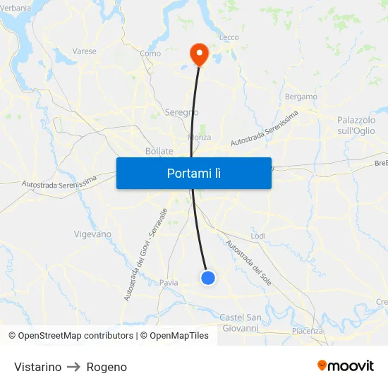 Vistarino to Rogeno map