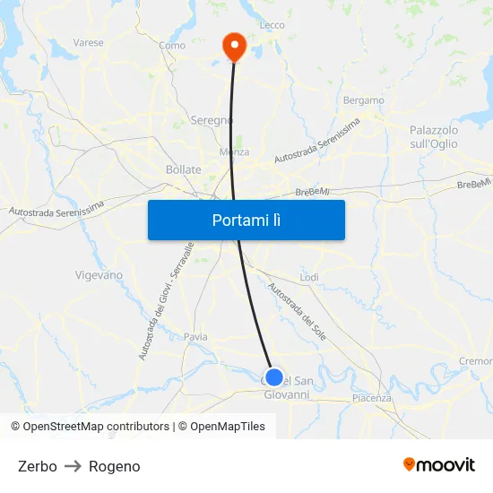 Zerbo to Rogeno map