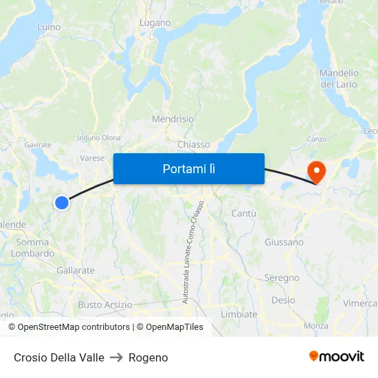 Crosio Della Valle to Rogeno map
