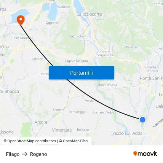 Filago to Rogeno map
