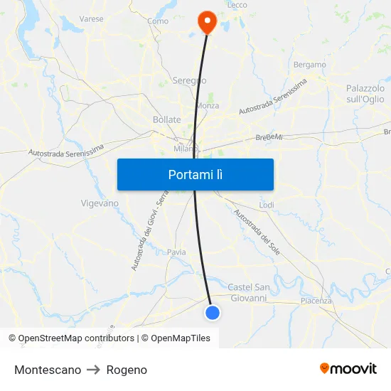 Montescano to Rogeno map