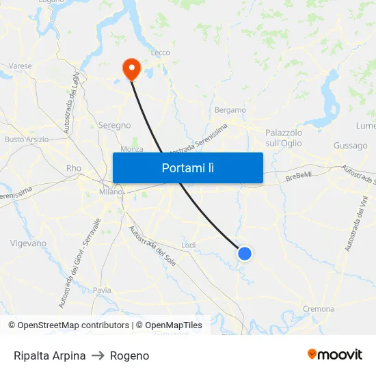 Ripalta Arpina to Rogeno map