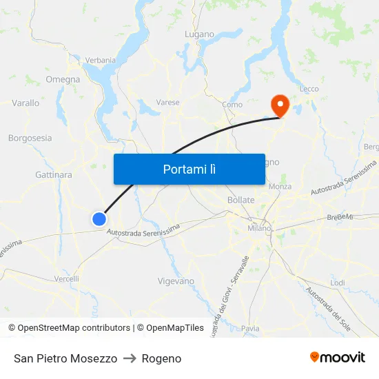 San Pietro Mosezzo to Rogeno map