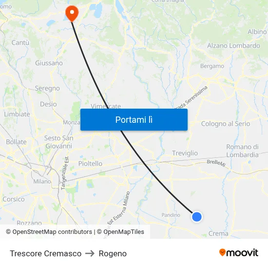 Trescore Cremasco to Rogeno map
