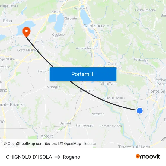 CHIGNOLO D' ISOLA to Rogeno map