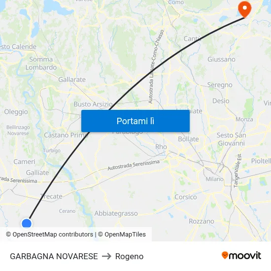 GARBAGNA NOVARESE to Rogeno map