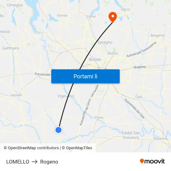 LOMELLO to Rogeno map