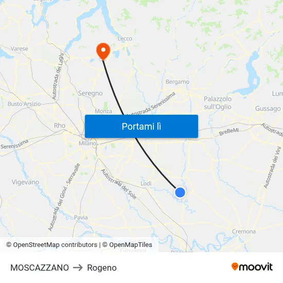 MOSCAZZANO to Rogeno map