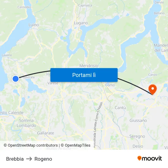 Brebbia to Rogeno map