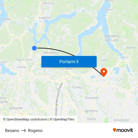 Besano to Rogeno map