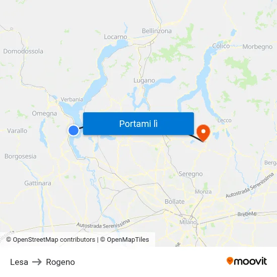 Lesa to Rogeno map