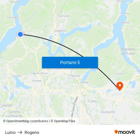 Luino to Rogeno map