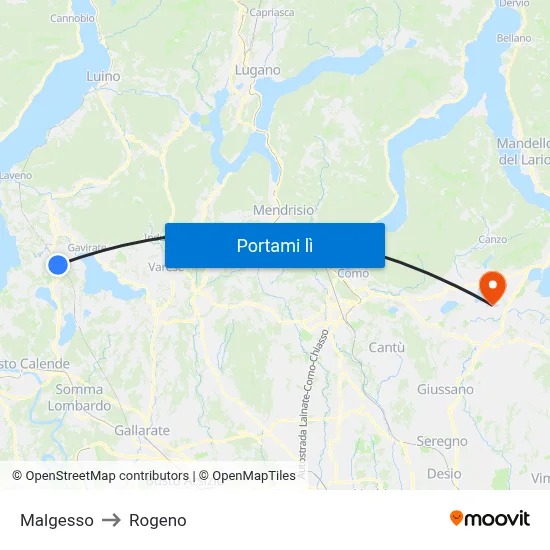 Malgesso to Rogeno map