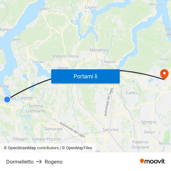Dormelletto to Rogeno map