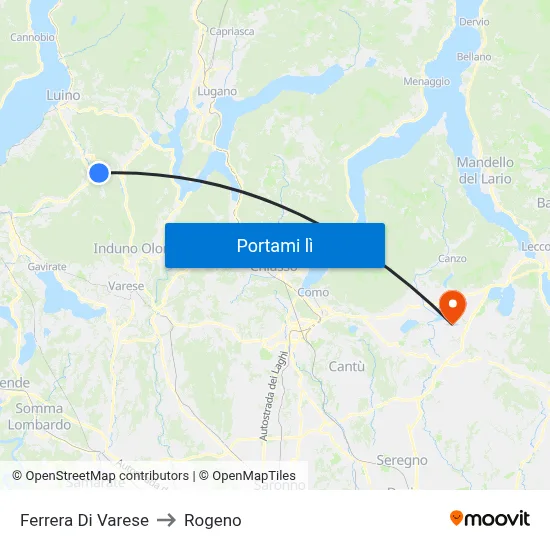Ferrera Di Varese to Rogeno map